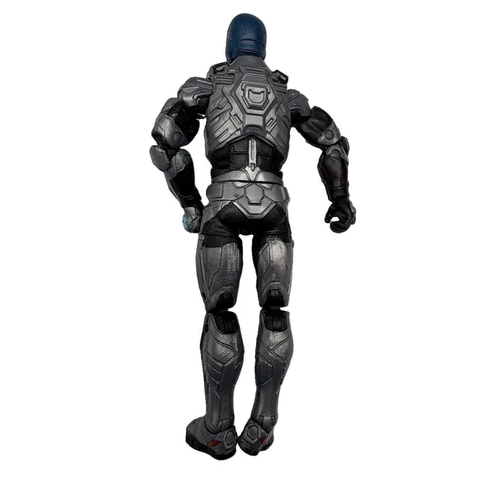 Armored Soldier Action Figure Gray & Black Plastic Figure w/ Blue Helmet